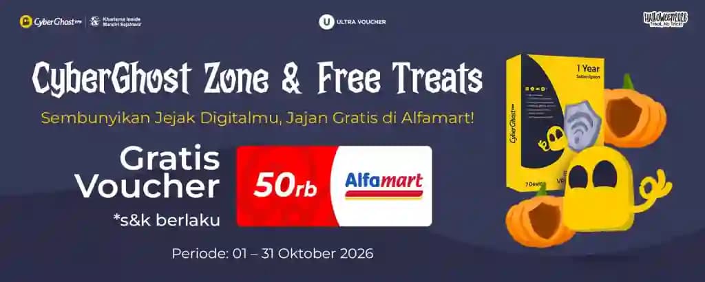 CyberGhost Zone & Free Treats | Sembunyikan Jejak Digitalmu, Jajan Gratis di Alfamart